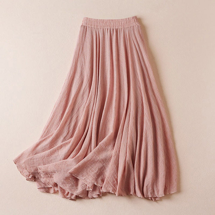 Jupe taille haute pour femme, style vintage décontracté, couleur unie, à Buddha Stones - Rose clair - US4-6，UK/AU8-10，EU36-38 (F) - image 6