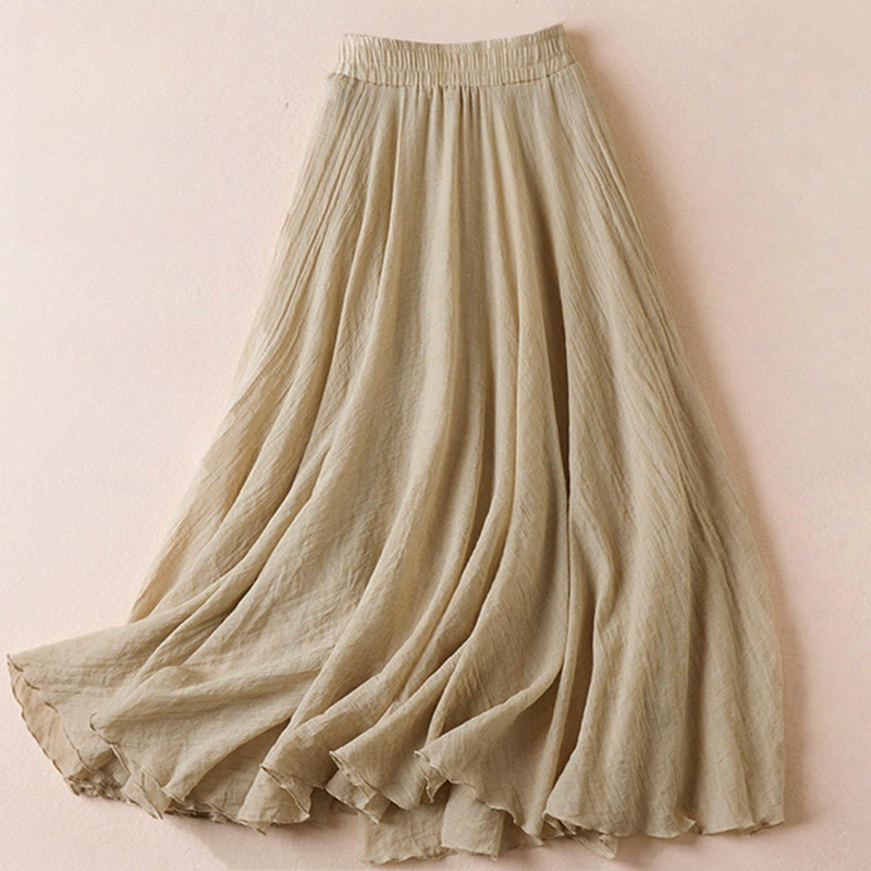 Jupe taille haute pour femme, style vintage décontracté, couleur unie, à Buddha Stones - image 1