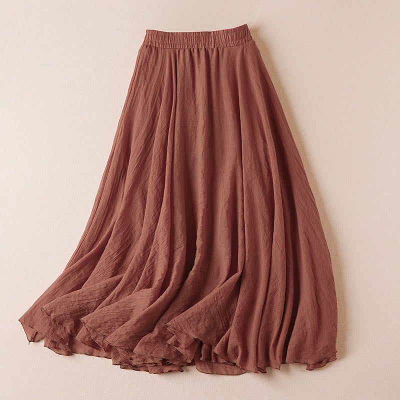 Jupe taille haute pour femme, style vintage décontracté, couleur unie, à Buddha Stones - FireBrick - US4-6，UK/AU8-10，EU36-38 (F) - image 16