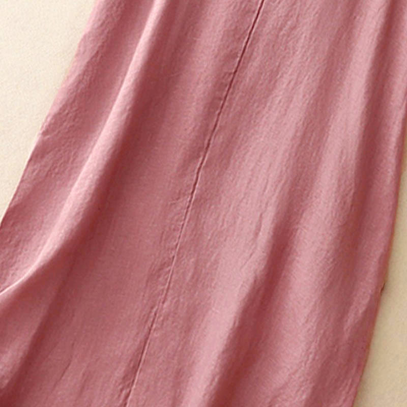 Robe midi sans manches à col rond, coupe simple et décontractée, ornée de poches, couleur unie, motif Buddha Stones . - image 3