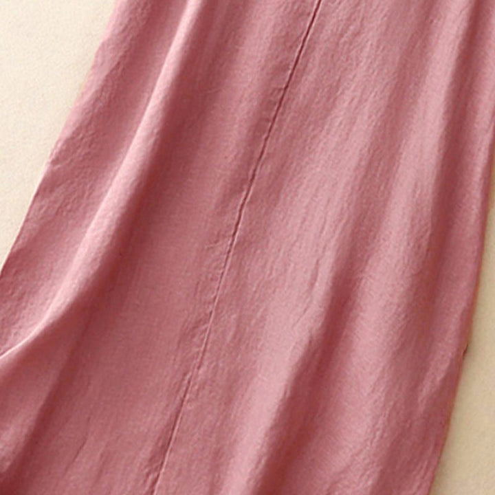 Robe midi sans manches à col rond, coupe simple et décontractée, ornée de poches, couleur unie, motif Buddha Stones . - image 3