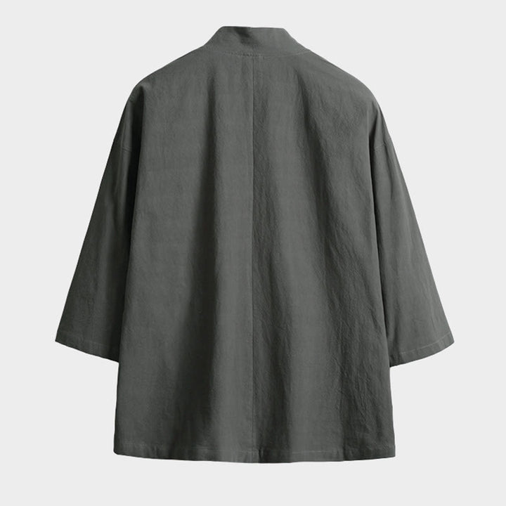 Kimono pour homme à manches trois-quarts, couleur unie, lacets, Buddha Stones - image 5