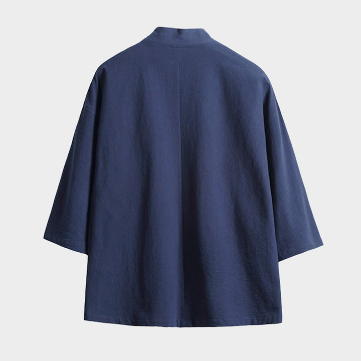 Kimono pour homme à manches trois-quarts, couleur unie, lacets, Buddha Stones - image 1
