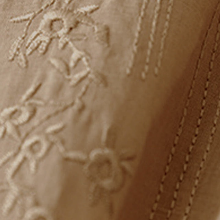 Chemise décontractée à manches courtes et col en V ornée de fleurs brodées, style Buddha Stones pour femme - image 15