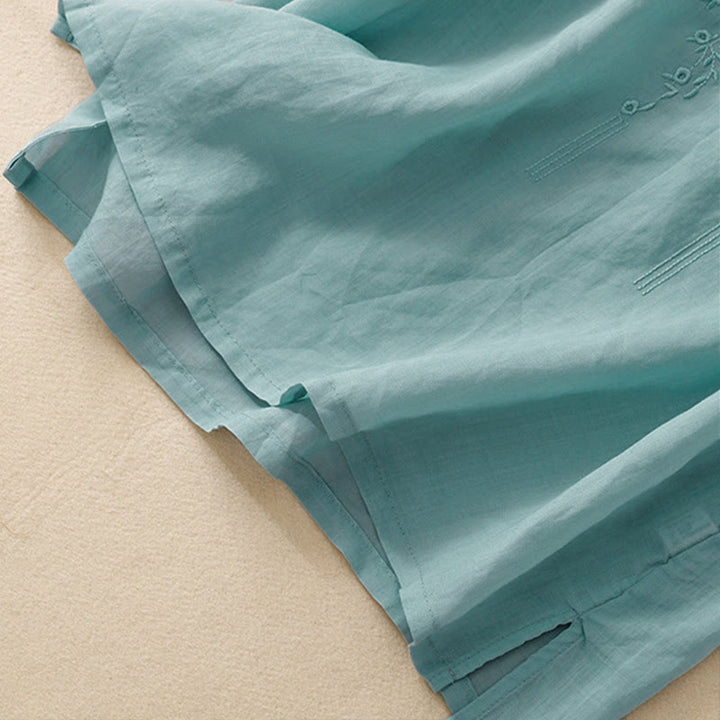 Chemise décontractée pour femme Buddha Stones à manches courtes et col en V orné de fleurs brodées - image 26