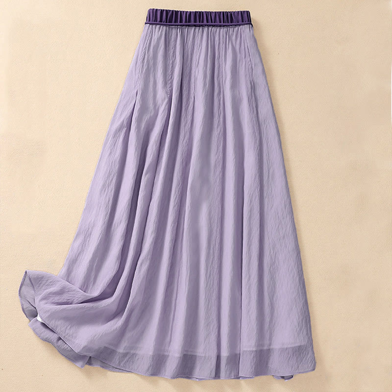Jupe longue 7-8 pour femme, style décontracté, plissée et lacée, ornée de Buddha Stones et de couleurs contrastées. - image 17