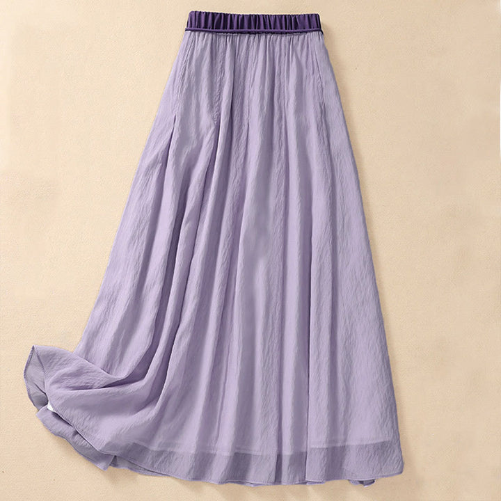 Jupe longue 7-8 pour femme, style décontracté, plissée et lacée, ornée de Buddha Stones et de couleurs contrastées. - image 17