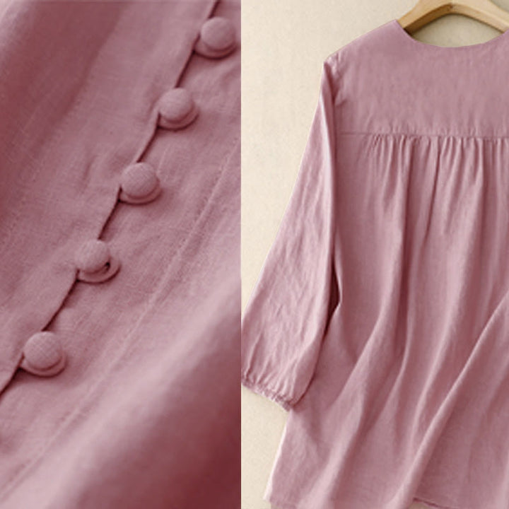 Chemise à manches longues pour femme avec motif de Buddha Stones en V - image 3