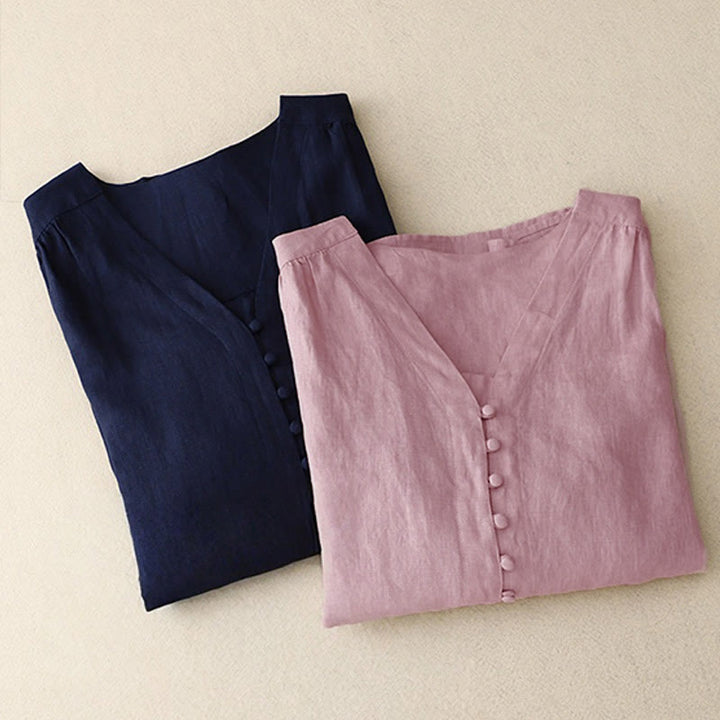 Chemise à manches longues pour femme avec motif de Buddha Stones en V - image 11