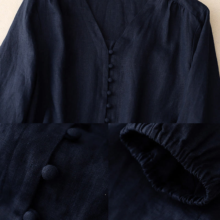 Chemise à manches longues pour femme avec motif de Buddha Stones en V - image 8
