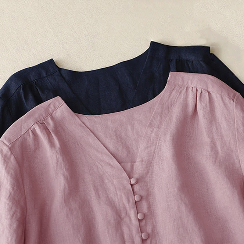 Chemise à manches longues pour femme avec motif de Buddha Stones en V - image 12