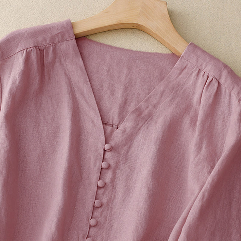 Chemise à manches longues pour femme avec motif de Buddha Stones en V - image 1