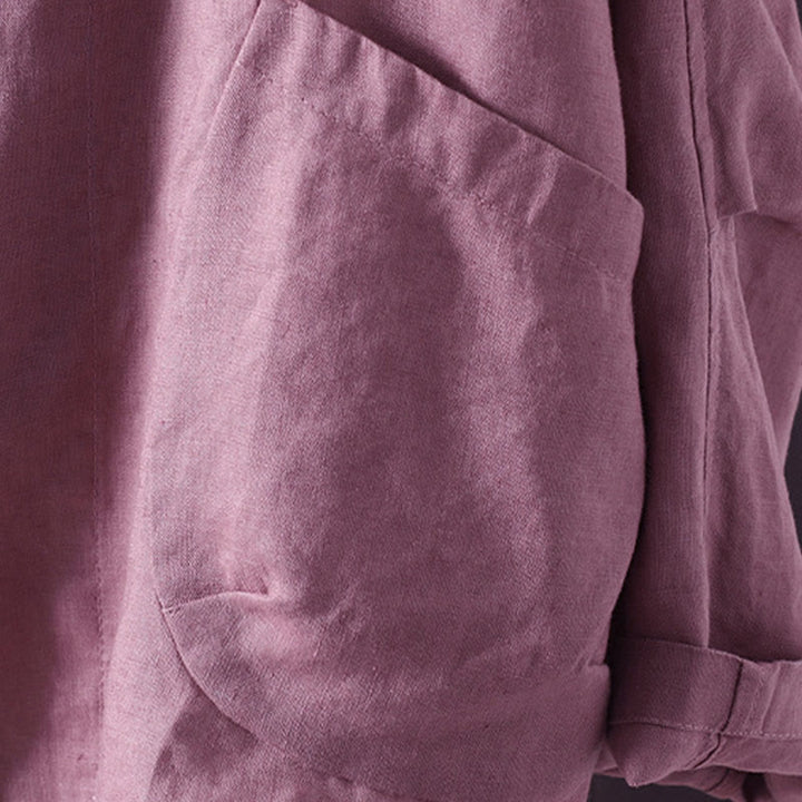 Veste femme à col en V, couleur unie, avec poches, Buddha Stones - image 14