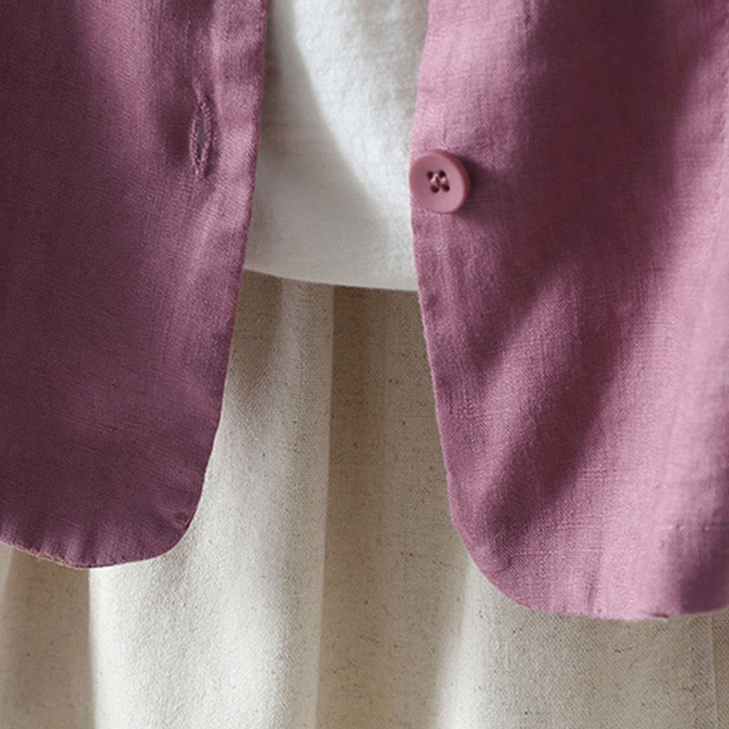 Veste femme à col en V, couleur unie, avec poches, Buddha Stones - image 12