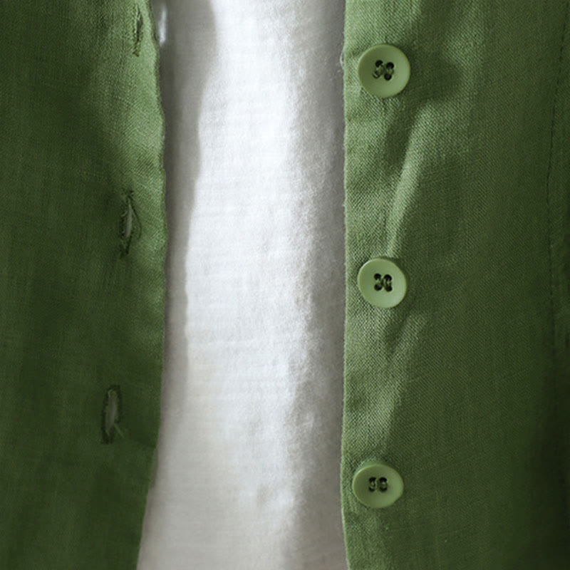 Veste femme à col en V, couleur unie, avec poches, Buddha Stones - image 19