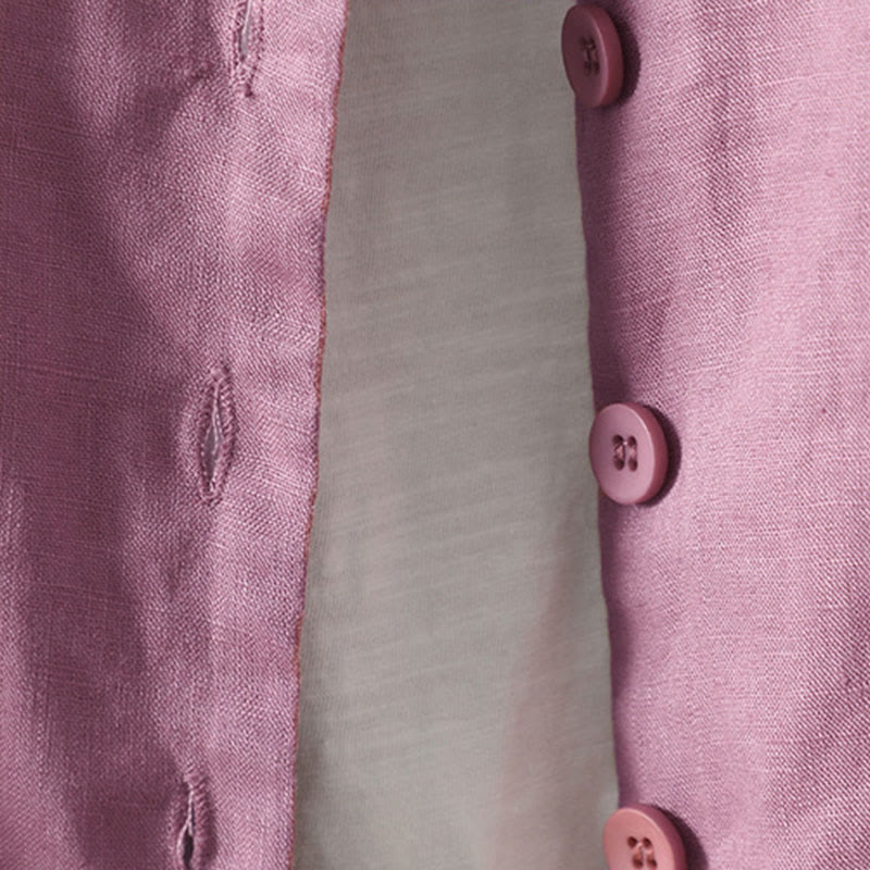 Veste femme à col en V, couleur unie, avec poches, Buddha Stones - image 11