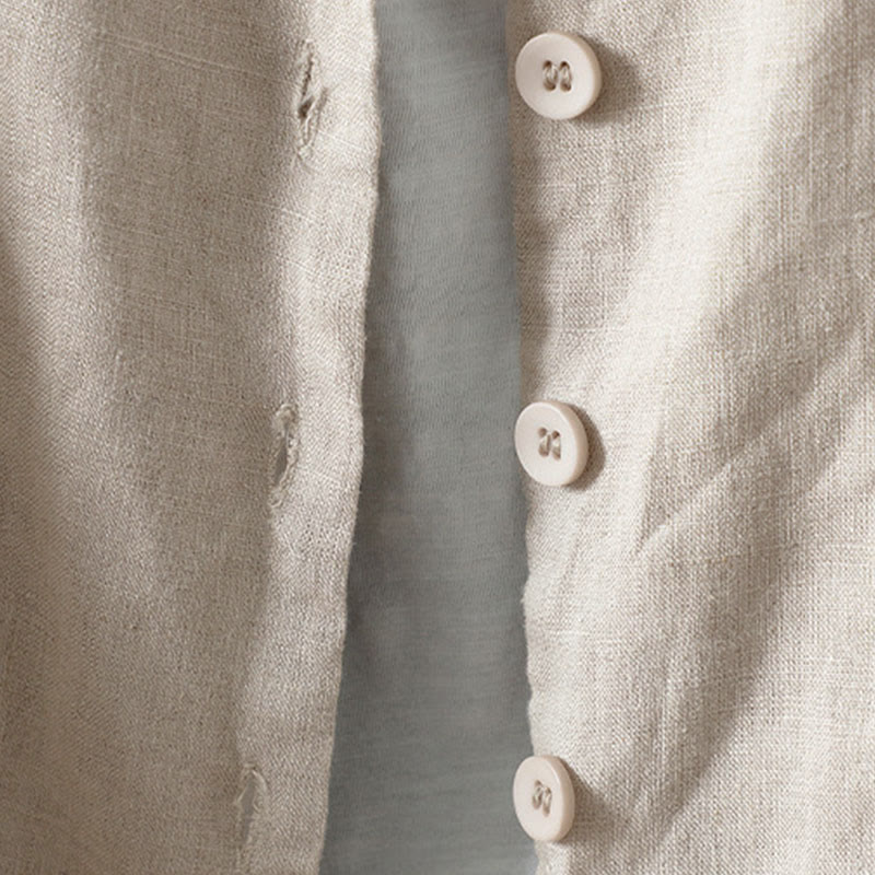 Veste femme à col en V, couleur unie, avec poches, Buddha Stones - image 3