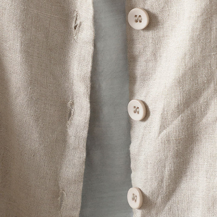Veste femme à col en V, couleur unie, avec poches, Buddha Stones - image 3