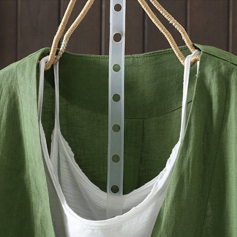 Veste femme à col en V, couleur unie, avec poches, Buddha Stones - image 18