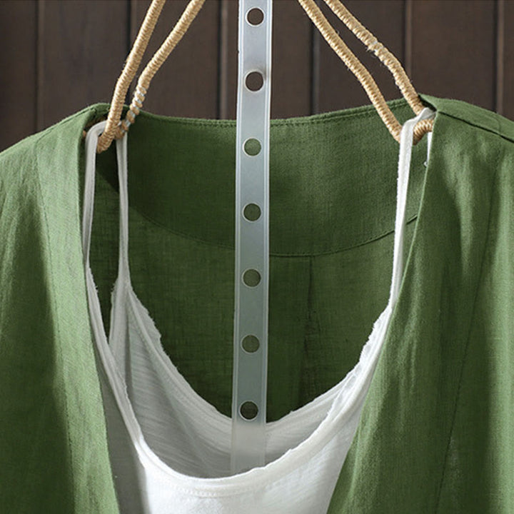 Veste femme à col en V, couleur unie, avec poches, Buddha Stones - image 18