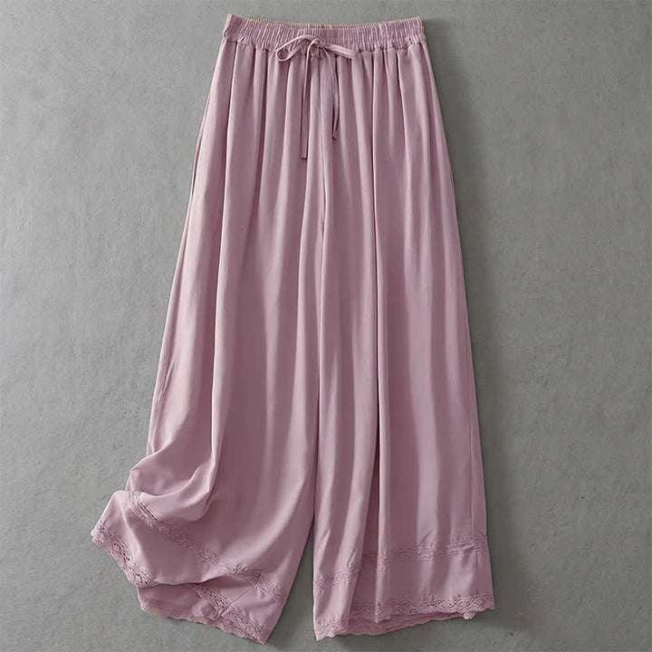 Buddha Stones Pantalon court uni à cordon de serrage, élégant et décontracté, pour femme, jambes larges et poches - Chardon - US8-10, UK/AU12-14, EU40-42 (2XL) - image 14