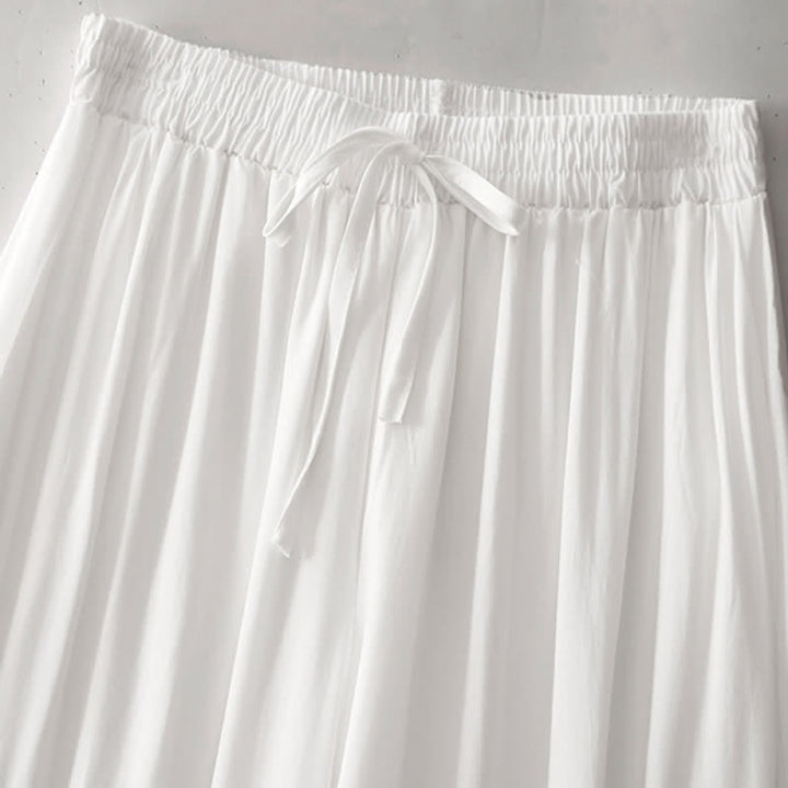 Buddha Stones Pantalon court uni à cordon de serrage, élégant et décontracté, pour femme, jambes larges et poches - image 25