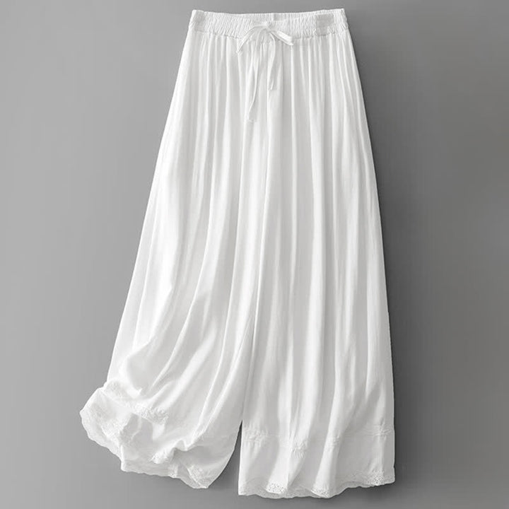 Buddha Stones Pantalon court uni à cordon de serrage, élégant et décontracté, pour femme, jambes larges et poches - Blanc - US8-10, UK/AU12-14, EU40-42 (2XL) - image 24
