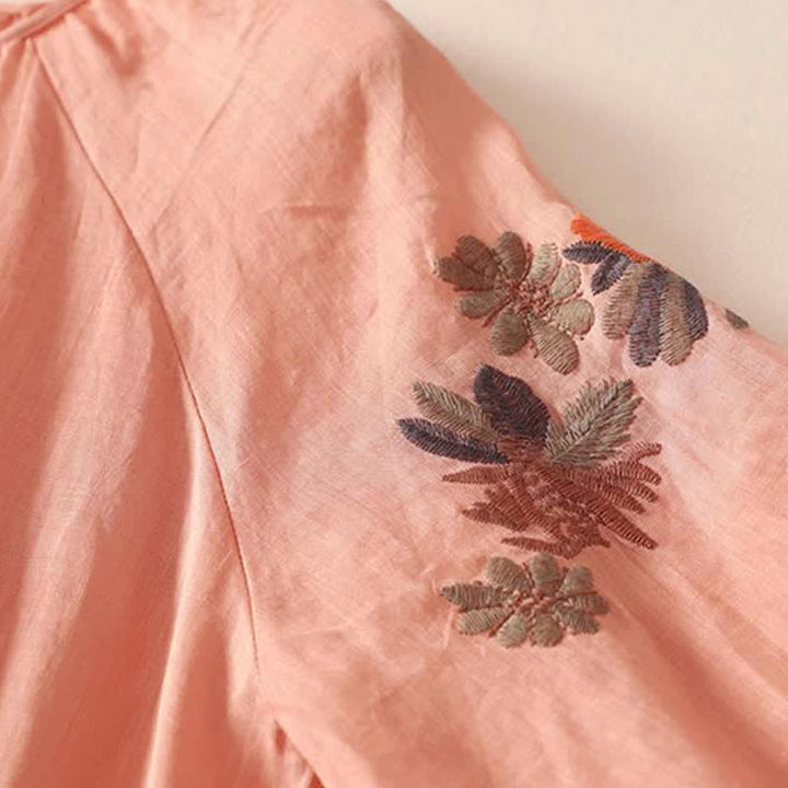 Buddha Stones Robe d'été bohème à broderies florales et manches trois-quarts pour femme - image 5