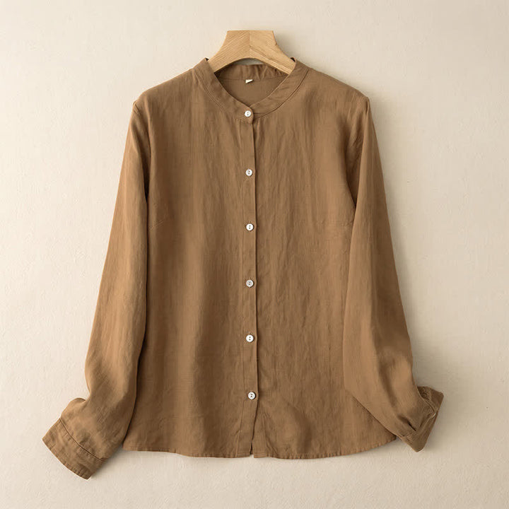 Buddha Stones Chemises à manches longues pour femmes, style Tang, col mandarin, style décontracté automne - Pérou - US12, UK/AU16, EU44 (3XL) - image 8