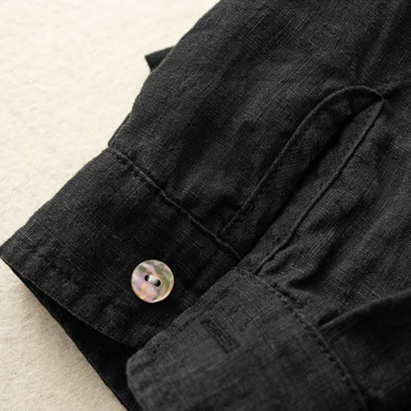 Buddha Stones Chemises à manches longues pour femmes, style Tang, col mandarin, style décontracté automne - image 17