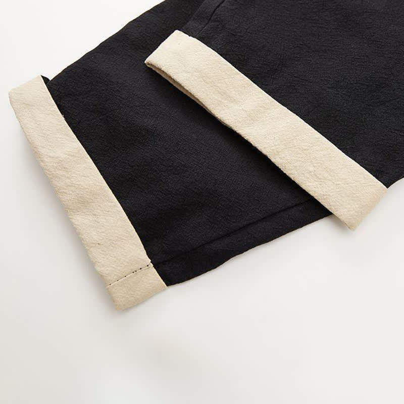 Buddha Stones Kimono homme printemps-été minimaliste et décontracté en coton uni, manches trois-quarts, à nœud et boutons. - image 7