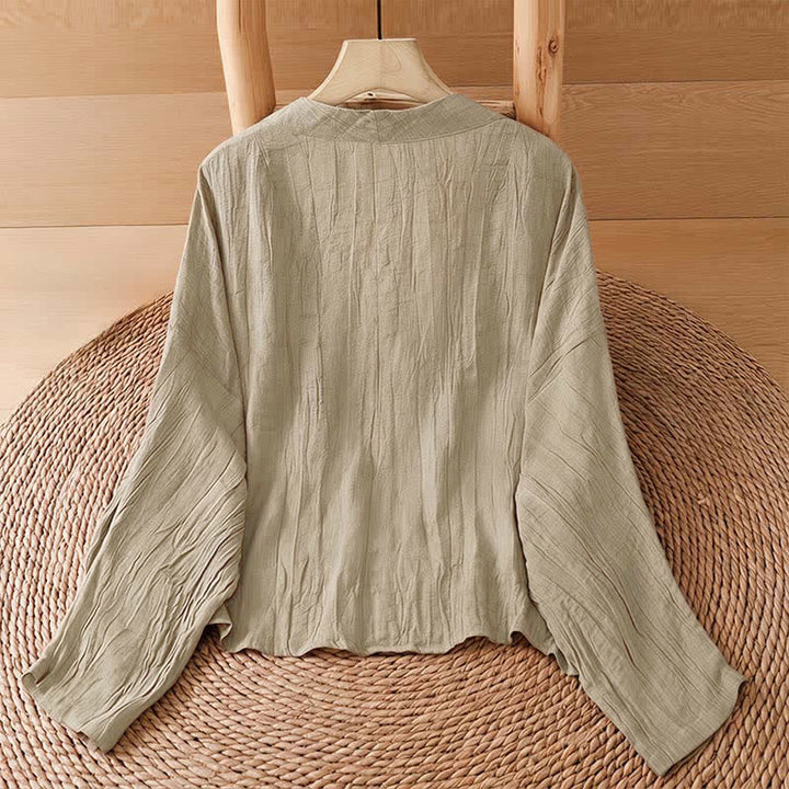 Buddha Stones Kimono d'été bohème décontracté pour femme, à cordon de serrage et motif froissé, couleur unie - image 1