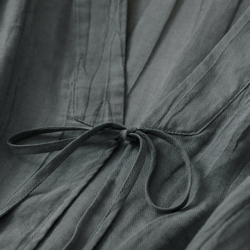 Buddha Stones Kimono d'été bohème décontracté pour femme, à cordon de serrage et motif froissé, couleur unie - image 19