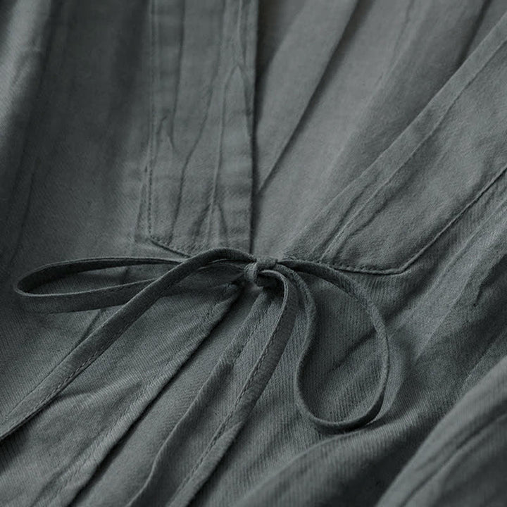 Buddha Stones Kimono d'été bohème décontracté pour femme, à cordon de serrage et motif froissé, couleur unie - image 19