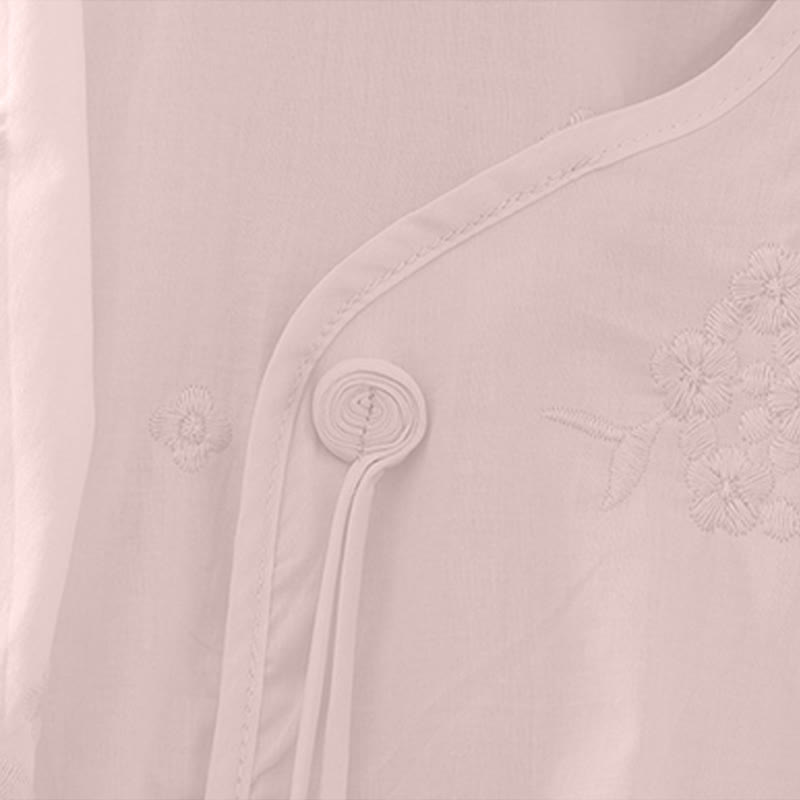 Buddha Stones Robe d'été décontractée à broderies florales, col rond, manches trois-quarts et poches pour femme - image 12