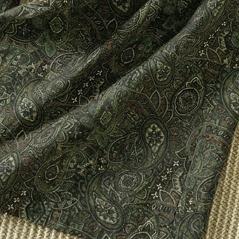 Buddha Stones Pantalon long vert à cordon de serrage et imprimé abstrait, style bohème printemps-été, avec poches - image 10