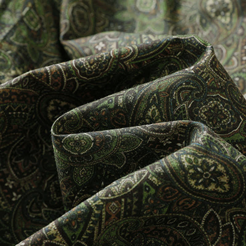 Buddha Stones Pantalon long vert à cordon de serrage et imprimé abstrait, style bohème printemps-été, avec poches - image 11