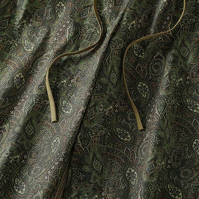 Buddha Stones Pantalon long vert à cordon de serrage et imprimé abstrait, style bohème printemps-été, avec poches - image 8