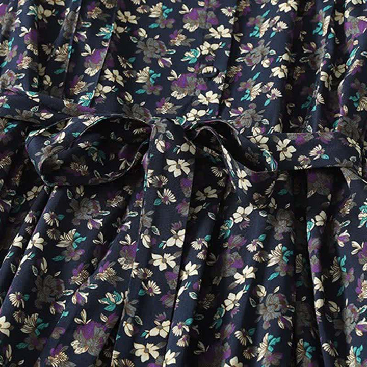 Buddha Stones Robe longue à manches longues boutonnée, élégante et vintage, à imprimé floral, avec poches, idéale pour le printemps et l'été. - image 13