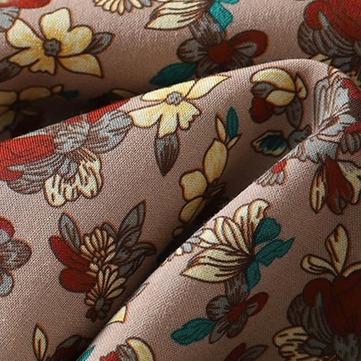Buddha Stones Robe longue à manches longues boutonnée, élégante et vintage, à imprimé floral, avec poches, idéale pour le printemps et l'été. - image 10