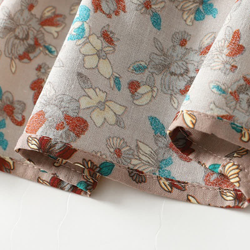 Buddha Stones Robe longue à manches longues boutonnée, élégante et vintage, à imprimé floral, avec poches, idéale pour le printemps et l'été. - image 9