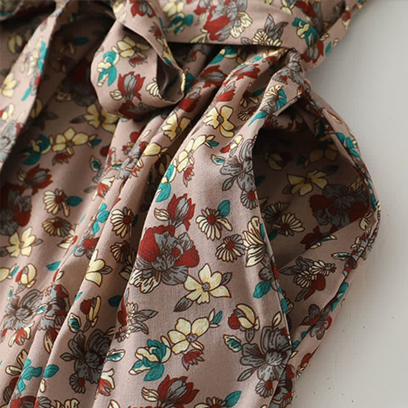 Buddha Stones Robe longue à manches longues boutonnée, élégante et vintage, à imprimé floral, avec poches, idéale pour le printemps et l'été. - image 6
