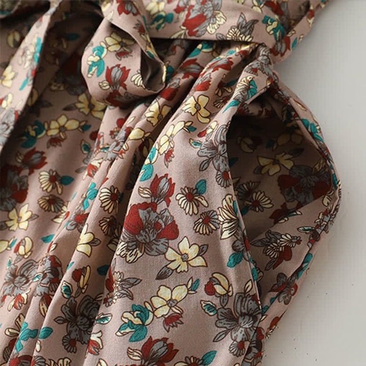 Buddha Stones Robe longue à manches longues boutonnée, élégante et vintage, à imprimé floral, avec poches, idéale pour le printemps et l'été. - image 6