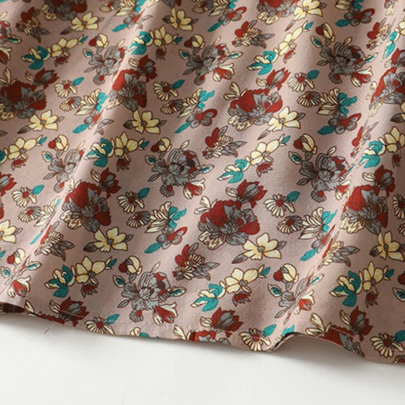 Buddha Stones Robe longue à manches longues boutonnée, élégante et vintage, à imprimé floral, avec poches, idéale pour le printemps et l'été. - image 8