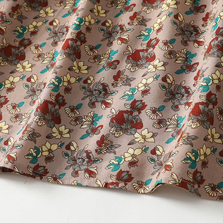 Buddha Stones Robe longue à manches longues boutonnée, élégante et vintage, à imprimé floral, avec poches, idéale pour le printemps et l'été. - image 8