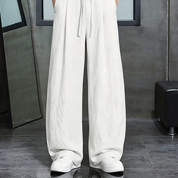Buddha Stones Pantalon long uni décontracté printemps-été à cordon de serrage, coupe droite, avec poches - image 15
