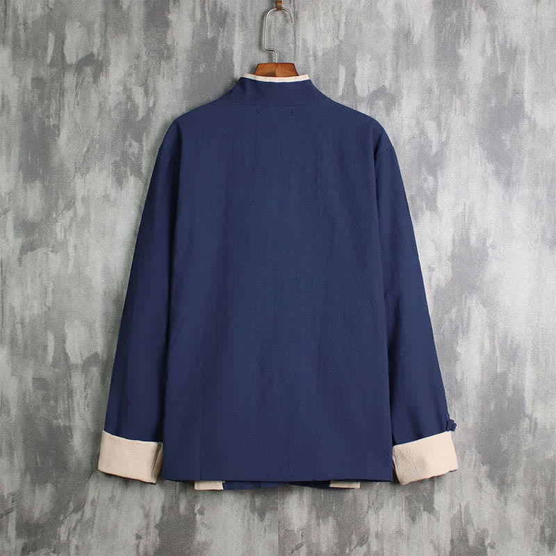 Buddha Stones Kimono homme uni style Tang, coupe décontractée, printemps-automne, cordon de serrage et finitions contrastées - image 11