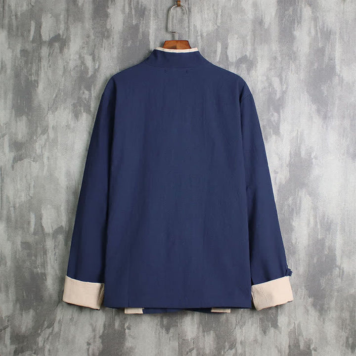 Buddha Stones Kimono homme uni style Tang, coupe décontractée, printemps-automne, cordon de serrage et finitions contrastées - image 11