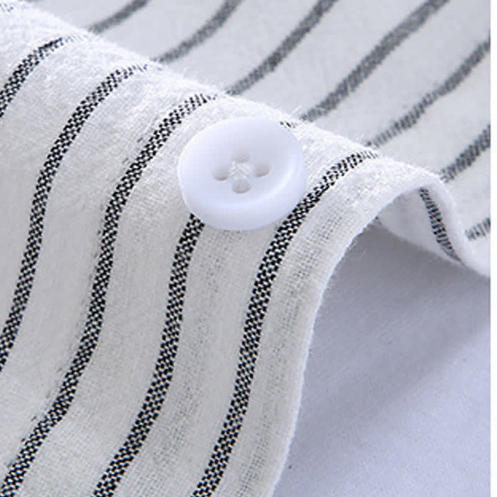 Buddha Stones Chemises à manches longues pour homme, style minimaliste décontracté, à rayures verticales et poches plaquées, idéales pour le printemps et l'automne. - image 5