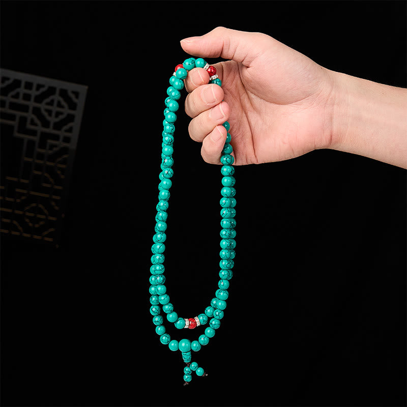 Buddha Stones Mala de protection multi-enroulement inspirée de la turquoise, composée de 108 perles. - image 3